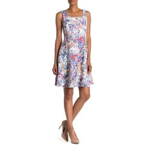 T Tahari Lilac Floral Skater Dress